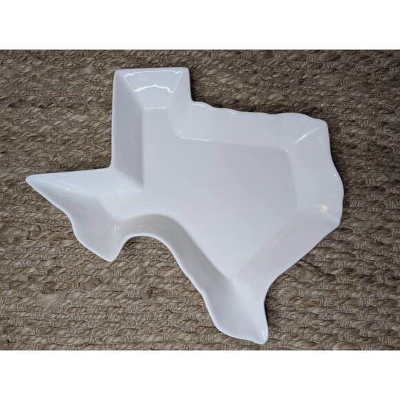 The Royal Standard Other - Texas Shaped Divided White Serving Dish Bowl Chips & Dip The Royal Standard